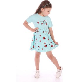 Resim Toontoy Kids Toontoy Kız Bebek Ladybug Girl Uğur Böcek Baskılı Elbise Mint Yeşili 