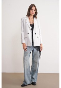 Resim Mixray 4516 Kadın Bezayağı Blazer Ceket Ekru 