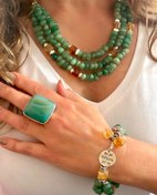 Resim Doğaltaş Gümüş Aventurin Taşlı Set 