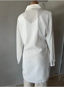 Resim Sublime Butik Kadın Fermuarlı Yazlık Ince Tesettür Beyaz Hırka Gömlek 