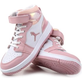 Resim Cool Haykat Cırtlı Basketbol Spor Ayakkabı Erkek Çocuk Pembe Kauçuk Taban Mikrofiber Malzeme 