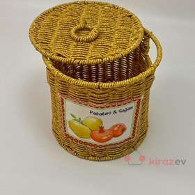 Resim Patates Soğanlık - Rattan Kapaklı Sepet 3'lü Set 