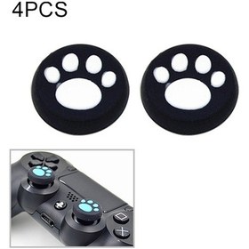 Resim 4 Adet Sevimli Kedi Pençesi Silikon Koruyucu Kapak Ps4 / Ps3 / Ps2 / Xbox360 / Xboxone / Wııu Gamepad Joystick Beyaz 