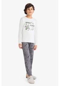Resim Defacto Erkek Çocuk Termal Pijama Takımı Baskılı Uzun Kollu Üst Uzun Alt F3349a825wngr503 Gri-gr503 