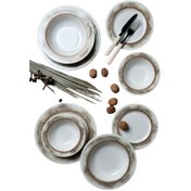 Resim Tabak Evi Stoneware Hare Yemek Takımı 6 Kişilik 24 Parça Karışık Desenli 