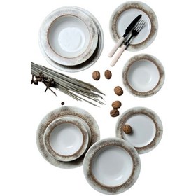 Resim Tabak Evi Stoneware Hare Yemek Takımı 6 Kişilik 24 Parça Karışık Desenli 