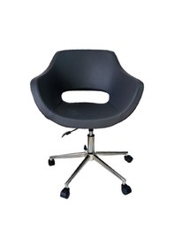 Resim Büro Koltuğu çalışma Sandalyesi Antrasit Suni Deri Krom Yıldız 