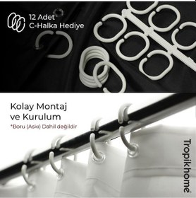 Resim Kahverengi Dune Desen Duş Perdesi, 12 Adet C Halka Hediyeli Küvet Perdesi 180x200cm Diğer 