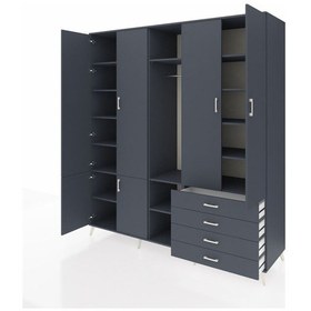 Resim Kronos Dolap 14 Raflı 4 Çekmeceli Tek Askılı 220x59x243 Antrasit-antrasit/antrasit Çok Renkli 