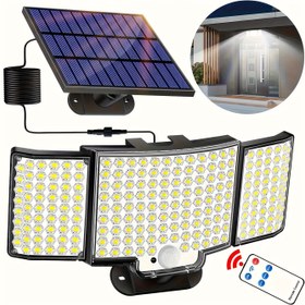 Resim 1 adet 212LED Güneş Enerjili Su Geçirmez Bölünmüş Duvar Işıkları, 212 Süper Parlak LED Boncuklu, Güneş Hareket Sensörlü Işık, Dış Mekan Akıllı Lamba, IP65 Su Geçirmezlik Derecesi, 3 Aydınlatma Modu, Teras, Garaj, Veranda, Bahçe Günlük Aydınlatma için Uygun 
