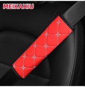 Resim Dört Mevsim Genel Amaçlı Deri İşlemeli Stereoplaid Araba Omuz Koruyucusu Pembe Pembe 