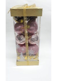 Resim Rose Renk Kutulu Yılbaşı Ağaç Süsü 20 Li 