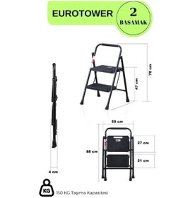 Resim Eurotower 2 Basamak Özel Tasarım Geniş Basamaklı Siyah Merdiven 3+1 