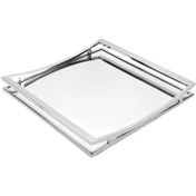 Resim Mikasa Moor Gümüş Metal Kare Ayaklı Aynalı Tepsi 40x40x4 Cm 