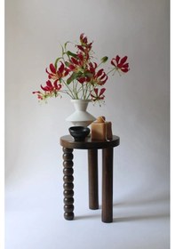 Resim Minimalist Ahşap Mantar Yan Sehpa Modern Tekli Fiskos / Çiçeklik 