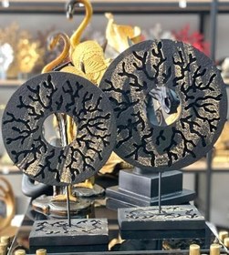 Resim 2 Li Halka Takım Biblo Modern Damarlı Halka Heykel Özel Tasarım Obje Siyah Gold E skitme 