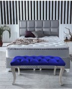 Resim Gazzini furniture Classic Chester Model Kapitoneli Mavi Puf - Beyaz Ayak 