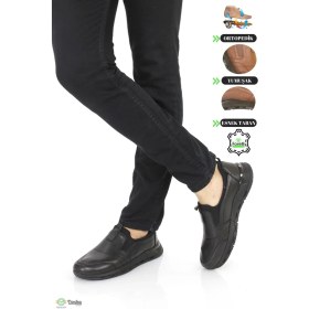 Resim Forelli Erkek Yumuşak Deri Ortopedik Bağcıksız Günlük Ayakkabı F24/CM46603 