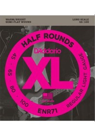 Resim D'addario Enr71 Xl Half Rounds Bas Gitar Tel Seti - 45-100 Regular Light Profesyonel Yarı Yuvarlak Sargı Teknolojisi, Hibrit Çalım Hissiyatı Ve Dengeli Frekans Cevabı 