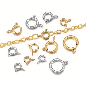Resim 5 adet/paket Çok Fonksiyonlu Paslanmaz Çelik O-şekilli Halka Yuvarlak Snap Kapama DIY Anahtarlık Çanta Kolye Bilezik Takı Yapımı Aksesuarları 
