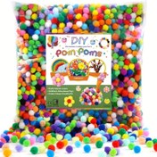 Resim 2000 adet 0.99cm Renkli Pompomlar El İşleri İçin - Yumuşak Akrilik Lif, Güvenli & Çok Yönlü DIY Sanat Malzemeleri 