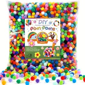 Resim 2000 adet 0.99cm Renkli Pompomlar El İşleri İçin - Yumuşak Akrilik Lif, Güvenli & Çok Yönlü DIY Sanat Malzemeleri 