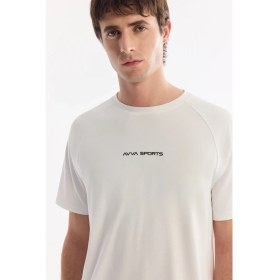 Resim AVVA Erkek Ekru Bisiklet Yaka Baskılı Soft Touch Nefes Alan Regular Fit T-Shirt A61Y1020 