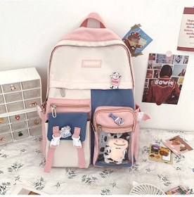 Resim Skycity Sevimli Çizgi Film Desenli Şeffaf Sırt Çantası - Pembe Renk Ve Asılı Aksesuarlı Genç Kızlar İçin Okul Çantası Çok Renkli 