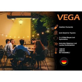 Resim Mirkraft VEGA 2500W Sarkıt Tipi Karbon Infrared Isıtıcı Kumandalı Led aydınlatmalı 