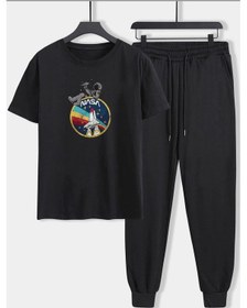 Resim Unisex Nasa Baskılı 2'li Eşofman Takımı Siyah 