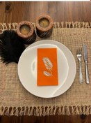 Resim Gümüş Yaldızlı Turuncu Palmiye Peçete 16 Adet 