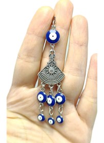 Resim biuti Otantik Dikiz Ayna Süsü, Lacivert Nazar Boncuklu El Yapımı Geleneksel Motif Yeni Araba Hediyesi 