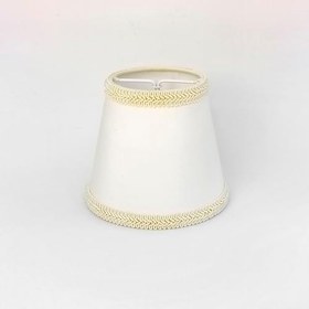Resim Sutaşı İşlemeli Mini Boy Maşalı Avize Abajur Başlığı Mum ampul üstüne takılır 14cm (Krem) 