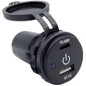 Resim Dokunmatik Switchli Usb + Type-C 12-24V Şarj Soketi 