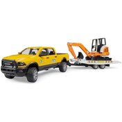 Resim Eco Lounge Bruder Ram 2500 Römorklu Pickup ve Mini Ekskavatör 02546 