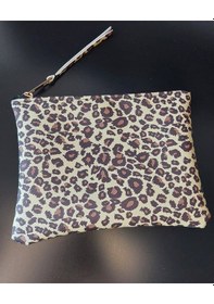 Resim Meryy Collection Clutch Çanta Suni Deri Leopar 