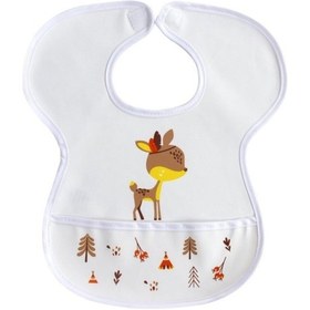 Resim Sevi Bebe Ceylan Baskılı Cırtlı Muşamba Önlük Beyaz 