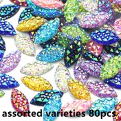 Resim 80 Adet Reçine Şekiller (0.7cm & 1.5cm) - Çok Renkli Parlak Çiçekli ve Geometrik DIY Takı Malzemeleri, Saç Bandları, Ayakkabılar, Çantalar, Kıyafet Aksesuarları, Çanta Süsleme, Canlı Tasarım, Timsah Klipsi Bağlantıları 