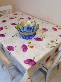 Resim Elyaflı Pvc Muşamba - Desenli Silinebilir Masa Örtüsü 01fnt12263 Mor 