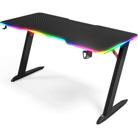 Resim Karr Gaming Thunder 25mm RGB Aydınlatmalı Oyuncu Masası | Siyah Karbon Fiber Kaplama 