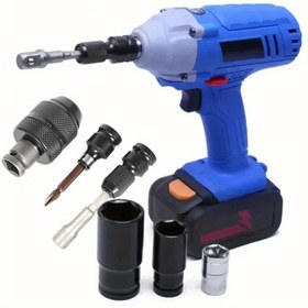 Resim Darbeli anahtar adaptör seti, 1/2" kare tahrikten 1/4" altıgen şaft dönüştürücü, mekanik çalışma, aletsiz güç kaynağı, dayanıklı yapı - 1 set 