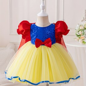 Resim Kızlar için Işıltılı Mavi & Kırmızı Prenses Kapa Elbisesi Fener Kollu - Orta Boy Geniş Etek, Volanlı Yaka ve Fiyo Detaylı Halloween, Performanslar, Düğünler İçin - Tüm Sezon Parti Elbisesi, Kızlar için Prenses Elbiseleri, Performans Kıyafeti, Dekoratif Fiyo Detayı, Esnemez Kumaş 