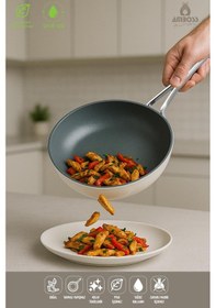 Resim Sera Nova Yanmaz Yapışmaz Seramik Wok Tava 28 Cm Beyaz 