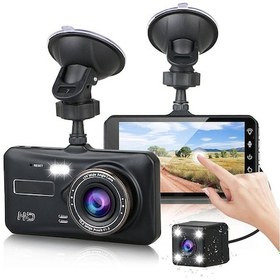 Resim Gajeena "1080p Dokunmatik Ekranlı Araç Kamerası - Gece Görüşlü Çift Lensli Dvr Kayıt Cihazı" 