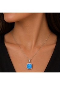 Resim Servi 925 Ayar Gümüş Aqua Opal Set-37 
