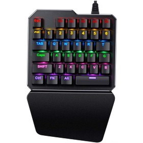 Resim Geeksen Hxsj J100 35 Tuşlu Profesyonel Tek Elle Oyun Klavyesi - Rgb Aydınlatma Ve Mekanik Tuşlar İle Pubg, Lol, Cs İçin 