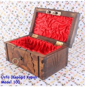 Resim Tip Box Kumbara Ceviz Oyma Kilitli Takı Kutusu Tipbox Og2 