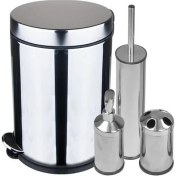 Resim Arçe Banyo Krom 4 Lü Banyo Seti 3 Lt Çöp Kovası 