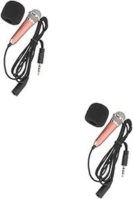 Resim VICASKY Tedarik 2 Takım mini mikrofon bitmiş karokee mikrofonları kulaklık araba aksesuarları el mikrofonu minyatür cep telefonu mikrofonu taşınabilir küçük mikrofon paspas Aksesuarlar 