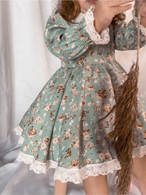 Resim Magu Kız Çocuk Mint Çiçek Vintage Elbise karışık 